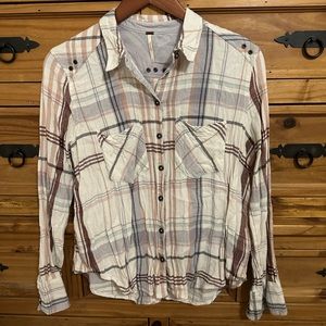 Free People Plaid Button Down